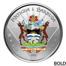 2022 Silver 1 oz Antigua & Barbuda Coat of Arms Coin Proof (Colored)