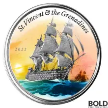 2022 Silver 1 oz EC8 St Vincent Grenadines War Ship Coin Proof (Colored)