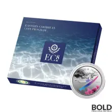 2022 Silver 1 oz St Kitts & Nevis Underwater Surfer Coin Proof (Colored)