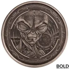 2022 Silver Ghana Alien 1oz Antiqued