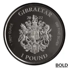 2022 Gibraltar Royal Arms of England: War Elephant Silver 1 oz BU