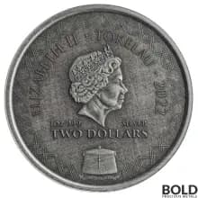 2022 Silver 1 oz Tokelau Komodo Dragon Antiqued