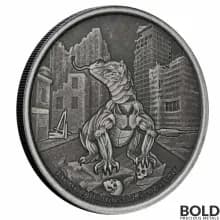 2022 Silver 1 oz Tokelau Komodo Dragon Antiqued