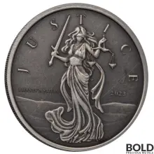 2023 Silver 1 oz Gibraltar Lady Justice Antiqued Coin