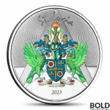 2023 1 oz St. Lucia Coat of Arms Silver Coin Proof (Colored)