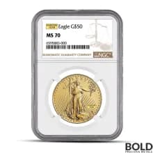 1 oz America Gold Eagle MS70 (Random Date, Brown Label, NGC)