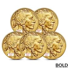 1 oz American Buffalo Gold Coin BU (Random, Lot of 5)