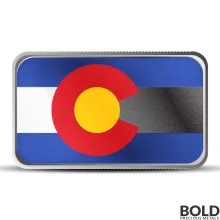1 oz Colorado State Flag Silver Bar (Colored)