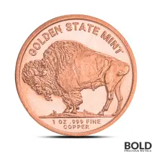 1 oz Golden State Mint Buffalo Copper Round (Box of 500)
