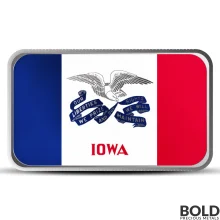 1 oz Iowa State Flag Silver Bar (Colored)