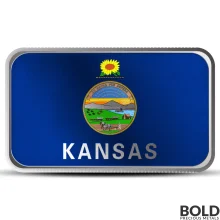 1 oz Kansas State Flag Silver Bar (Colored)