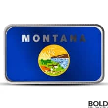 1 oz Montana State Flag Silver Bar (Colored)