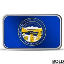 1 oz Nebraska State Flag Silver Bar (Colored)