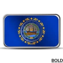 1 oz New Hampshire State Flag Silver Bar (Colored)