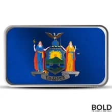1 oz New York State Flag Silver Bar (Colored)