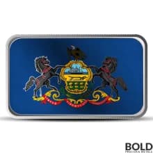 1 oz Alabama State Flag Silver Colored Bar