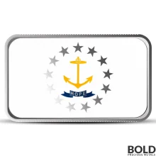1 oz Rhode Island State Flag Silver Bar (Colored)