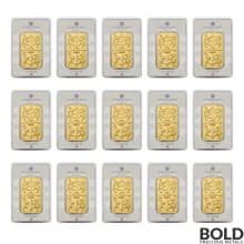 1 oz Royal Mint Celebration Gold Bar (Lot of 15) 999.9 Fine Gold