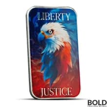 1 oz Scottsdale Patriotic Liberty and Justice Bald Eagle Silver Bar (Color)
