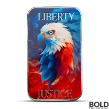 1 oz Scottsdale Patriotic Liberty and Justice Bald Eagle Silver Bar (Color)
