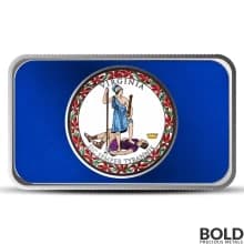 1 oz Virginia State Flag Silver Bar (Colored)