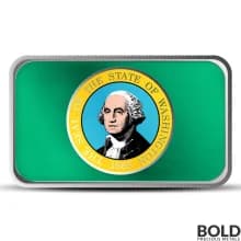 1 oz Washington State Flag Silver Bar (Colored)
