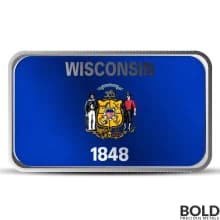 1 oz Wisconsin State Flag Silver Bar (Colored)