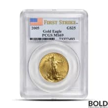1/2 oz America Gold Eagle MS69 Coin (Random, NGC or PCGS)