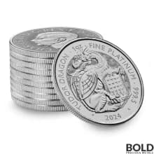 2024 1 oz British Tudor Beasts: Dragon Platinum Coin (BU)
