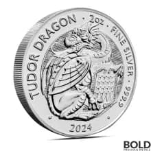 2024 2 oz British Tudor Beasts: Dragon Silver Coin (BU)