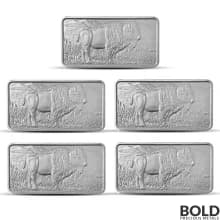 Highland Mint 10 oz Buffalo Silver Bar - Lot of 5