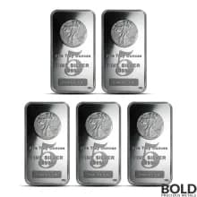 Highland Mint 5 oz Walking Liberty Silver Bar - Lot of 5