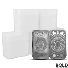 Lot of 100 - 1 oz Aztec Calendar Silver Bar (5 Tube of 20)