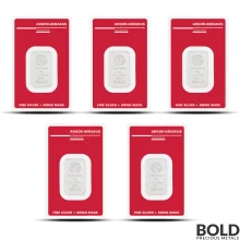 Lot of 5 - 10 Gram Argor Heraeus Silver Bar