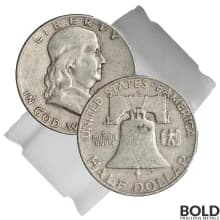 90% Silver - $0.50 FV Franklin Half Dollars Circulated/Junk