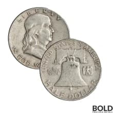 90% Silver - $0.50 FV Franklin Half Dollars Circulated/Junk