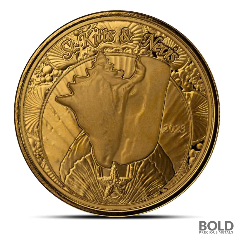 2023 1 oz EC8 St Kitts & Nevis Conch Shell Gold Coin (BU)