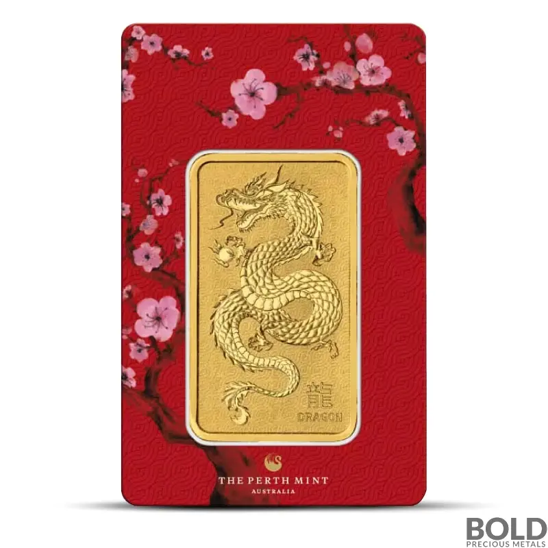 1 oz Perth Dragon Gold Bar