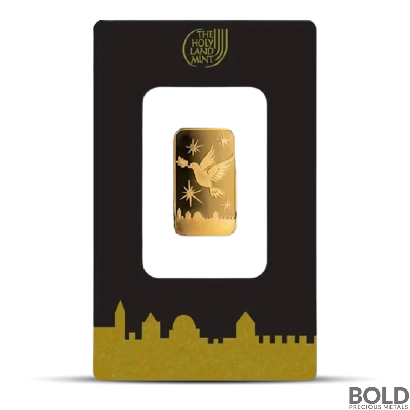 5 Gram Holy Land Mint Dove of Peace Gold Bar