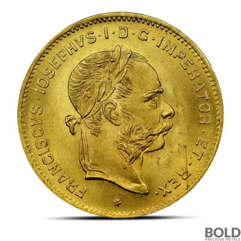 10 Francs / 4 Florin Austrian Gold Coin (Avg. Circulated)