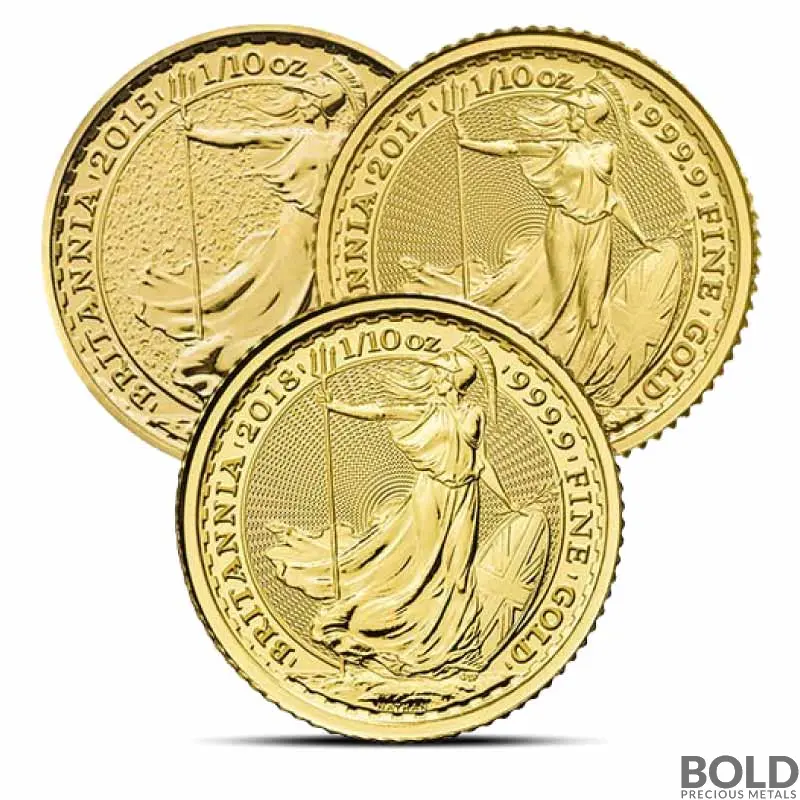 1Gold 1/10 oz British Royal Mint Britannia Random Coin (BU)