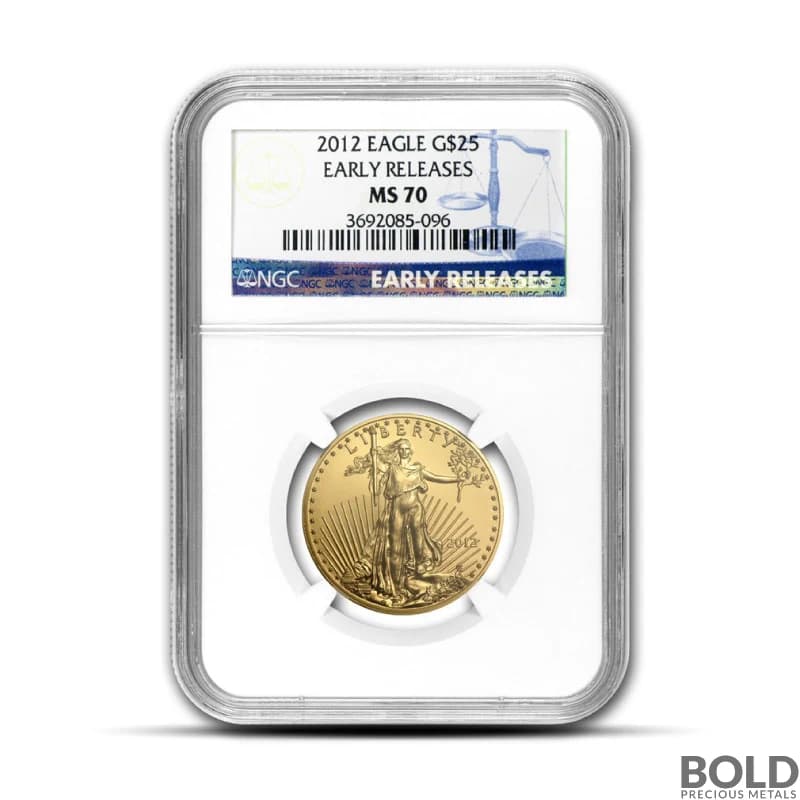 1/2 oz America Eagle MS70 NGC Gold Coin (Early Releases)