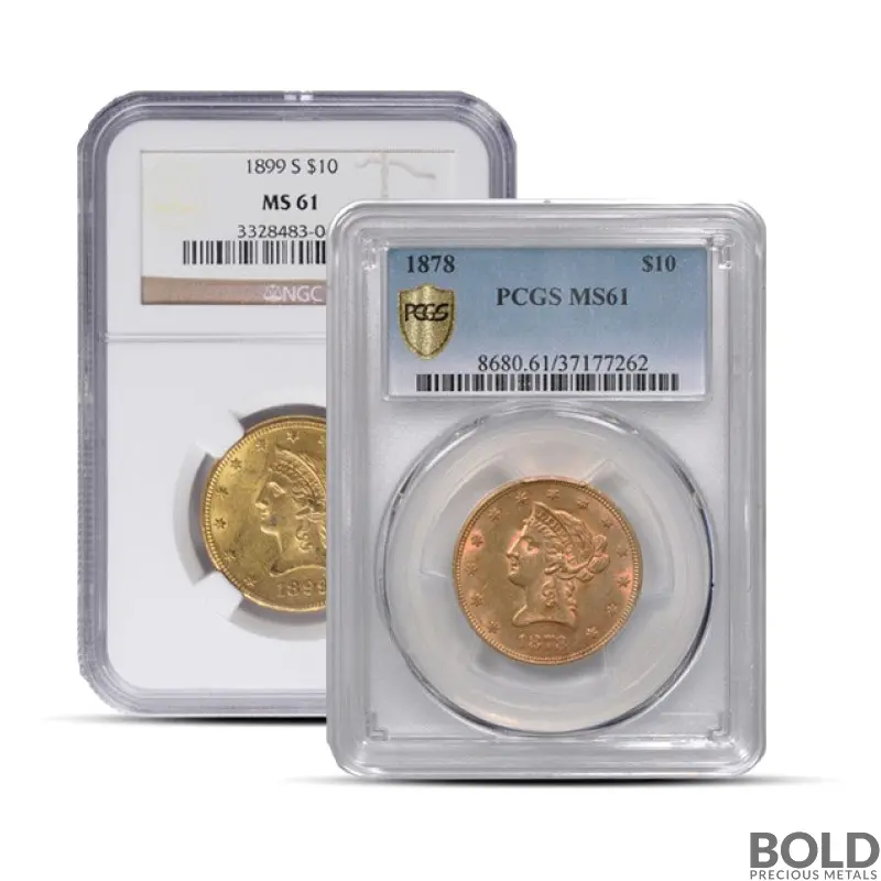 $10 Liberty Gold Eagle Coin (MS61, NGC or PCGS)