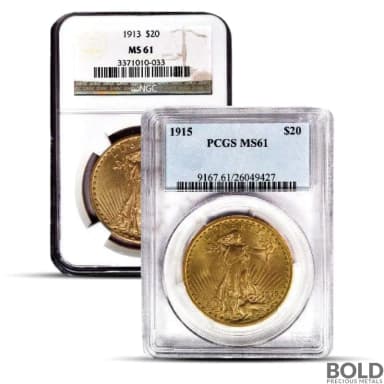 $20 Saint Gaudens Gold Coin (MS61, NGC or PCGS)