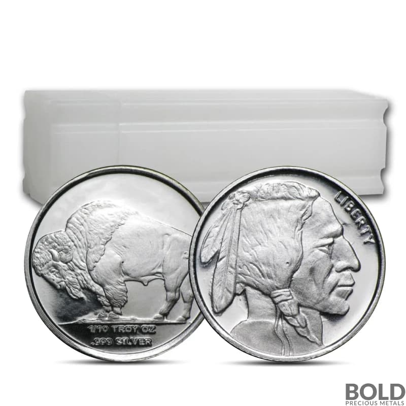 1/10 oz Buffalo Silver Round - Lot, Roll, or Tube of 50 Pieces