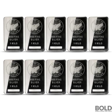 1 Kilo Sunshine Silver Bar - Lot of 10