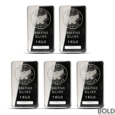 1 Kilo Sunshine Silver Bar - Lot of 5