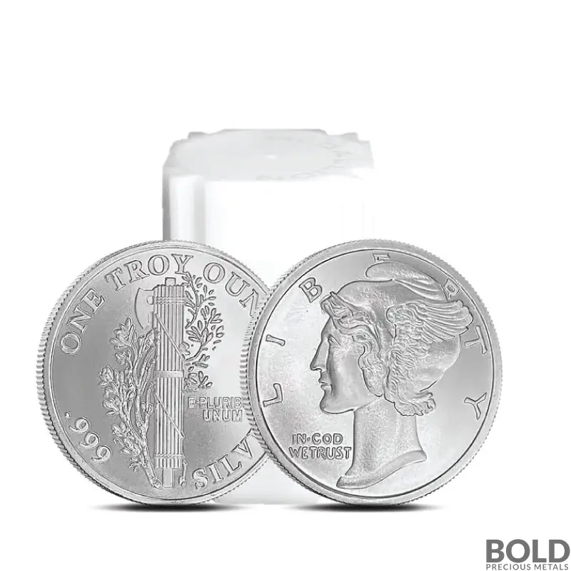 1 oz CNT Minting Mercury Dime Design Silver Round (Tube of 20)