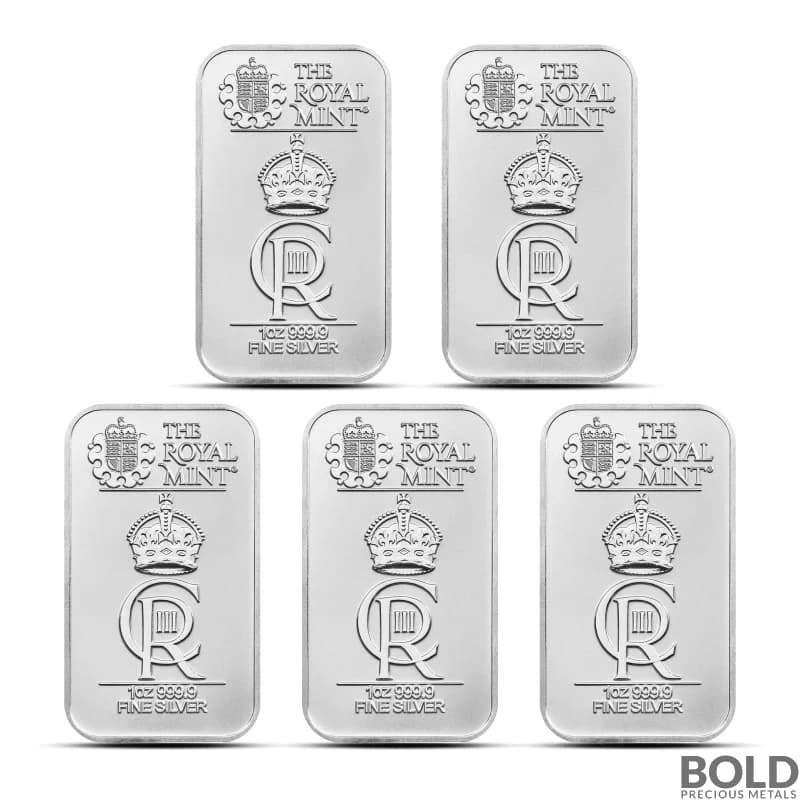 1 oz Great Britain Royal Celebration Silver Bar - Lot of 5 (Plastic Vacuum Sealed)