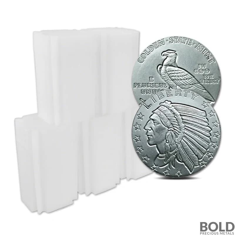 1 oz Incuse Indian Silver Round .999 Fine - 100 Pieces in 5 Tube